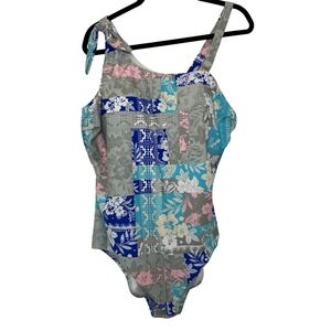 20W Swimsuit Bathing Suit Cacique One Piece  Curve Floral Patchwork‎ Beach Pool